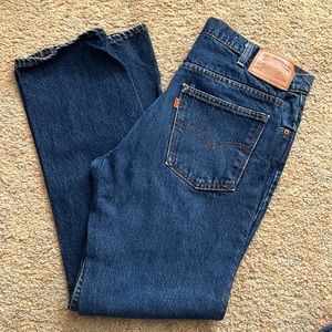 Levi’s Vintage dark wash orange tab jeans